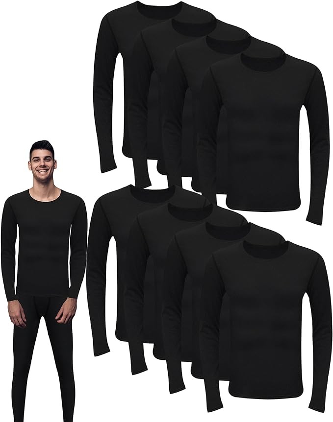 Taiyin 8 Pcs Thermal Shirts for Men, Thermal Underwear Long Sleeve Tops Crewneck Long Sleeve Shirt Lightweight Base Layer