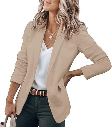 Cicy Bell Womens Casual Blazers Open Front Long Sleeve Work Office Jackets Blazer