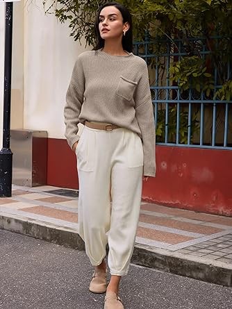 LILLUSORY 2 Piece Outfits For Women 2023 Fall Oversized Sweater Top And Pants Set