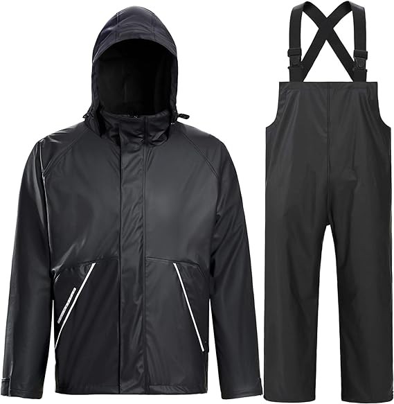 TOWN&FIELD Rain Suits for Fishing Waterproof Rain Gear for Men Women Heavy Duty Rain Coat Jacket with Pants/Overalls