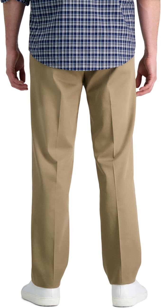 Haggar Men's Premium No Iron Khaki Straight Fit Flat Front Casual Pant
