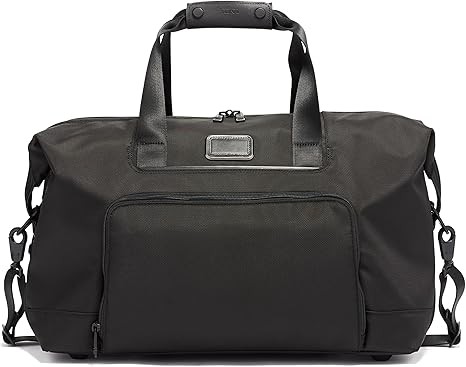 TUMI Alpha Double Expansion Travel Satchel - Business Duffel Bag for Men & Women - Weekend Travel Bag with Shoulder Strap - Black