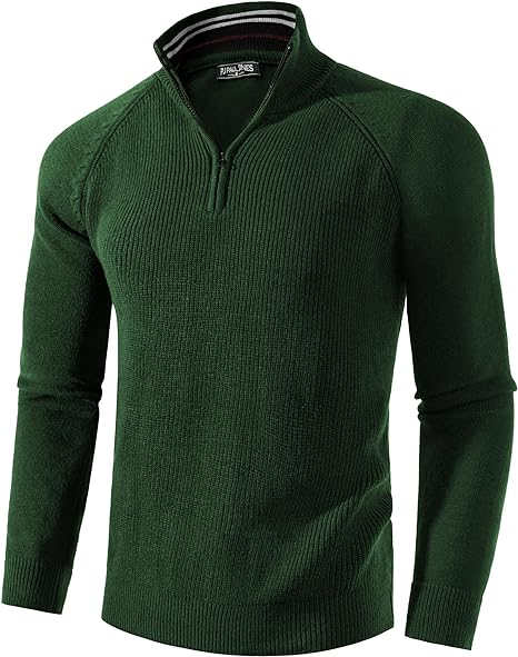 PJ PAUL JONES Men's Quarter Zip Sweater Casual Mock Neck Pullover Slim Fit Knit Polo Sweater