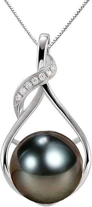 Gifts for Women Wife-Tahitian-Black-Pearl-Necklace-Gift for Wife Wedding Birthday Anniversary Jewelry-Mom Girlfriend Her Mothers Day Gifts for Mom Women Valentines Day Christmas Day Gifts