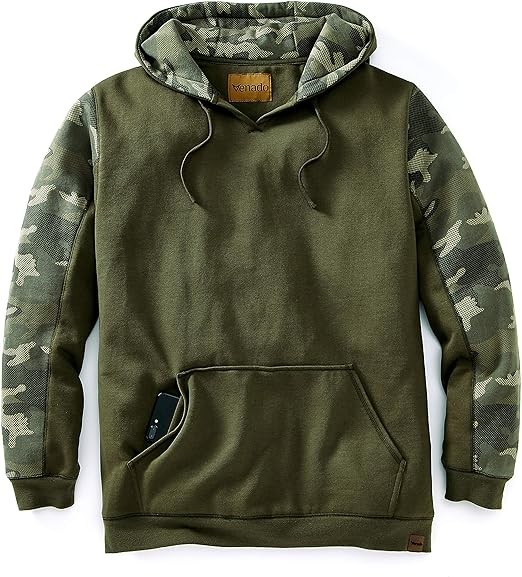 Venado Heavyweight Camo Hoodie for Men - Hidden Security Pocket | v-neck Opening
