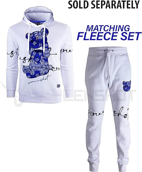 SCREENSHOT Mens Urban Premium Fleece Hoodie - Animation Cartoon Character Embroidery Patch Gel Print Hooded Sweatshirt