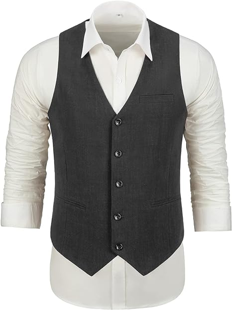 Furuyal Linen Suits for Men Casual Wedding Suits Men 2 Piece Suits Groomsmen Tuxedos Summer Beach Prom Vest and Pants Set