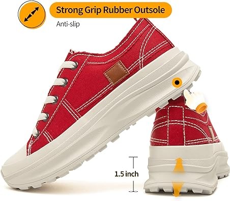 Womens Low Top Platform Shoes,Lace up Canvas Sneakers,Casual Platform Tennis Shoes
