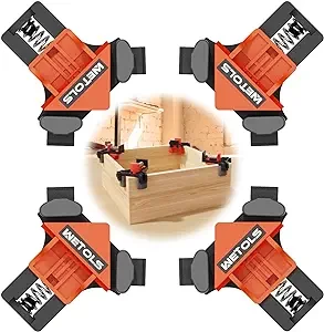 WETOLS Corner Clamp, 90 Degree Right Angle Clamp for Woodworking,4Pcs Fast Adjustable Quick Spring Loaded Woodworking Clamp, Gifts for Dad, Birthday Gifts for Men, Photo Framing-Orange