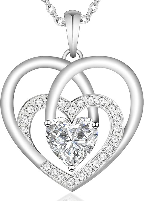 women's necklace 925 Sterling Silver Heart Necklace - Elegant pendant necklace - Heart Pendant for Birthday, Anniversary, Valentine's Day Gift - Thoughtful Gift for Wife, Mom, Girlfriend