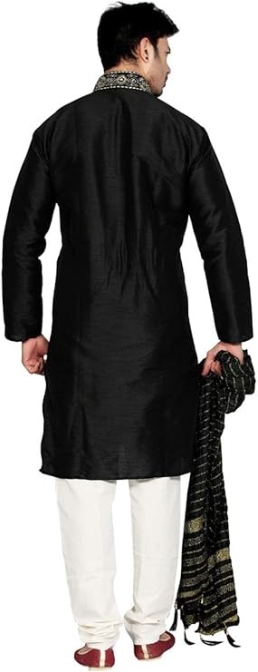 Sonisha MKP9005 Black and Ivory Men's Kurta Pyjama Indian Suit Bollywood Sherwani