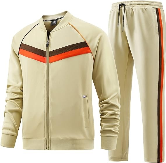 W JIANWANG Men's Casual Tracksuits Long Sleeve Jogging Suits Sweatsuit Sets Track Jackets and Pants 2 Piece Outfit