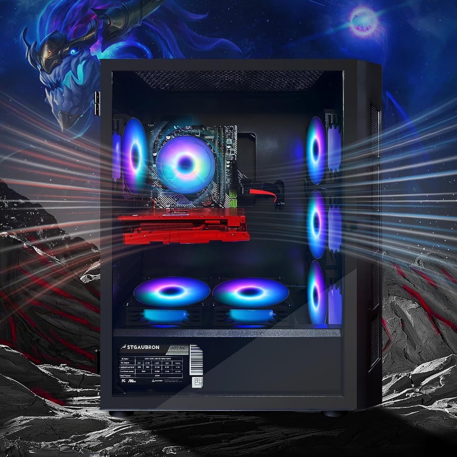 STGAubron Gaming Desktop,Intel Core i5-10400F up to 4.3G,GeForce RTX 2070 8G GDDR6,32G DDR4,2T SSD,WiFi,BT 5.0,RGB Fan x 6,RGB Keyboard&Mouse&Mouse Pad,RGB BT Sound Bar,RGB BT Gaming Mic,W11H64
