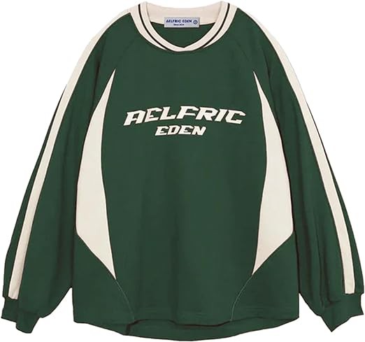 Aelfric Eden Oversized Crewneck Sweatshirts For Men Red Vintage Graphic Pullover Loose Fit Streetwear Long Sleeve Top