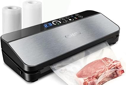 Vacuum Sealer Machine, ETL TESTED & CERTIFIED 95KPA Digital Display Food Sealer with Built-in Cutter and Bag Storage(Up to 20 Feet Length), With 2 Bag Rolls 11”x16’ &8”x16’, Both Auto&Manual Options