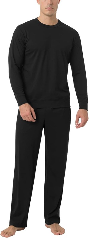 LAPASA Men's Soft Knit Pajama Sets Comfy Sleepwear Loungewear PJ Top Long Sleeve Bottoms Pant with Pocket Meditation M23/M100