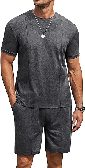 COOFANDY Men's Short Sets 2 Piece Outfits Summer Short Sleeve T Shirt and Shorts Tracksuit Sets Casual Athletic Sports Suit