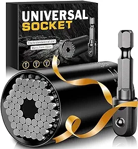 Super Universal Socket Tools Gifts for Men - Valentines Day Gifts for Him Stocking Stuffers for Adults,Birthday Gifts Cool Stuff Gadgets for Men Dad Father,Socket Set with Power Drill Adapter(7-19 MM)