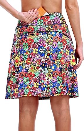 KORALHY 20" Knee Length Skorts Skirts for Women, High Waisted Tennis Athletic Skirt with Zipper Pocket
