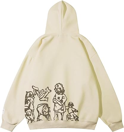 Okizul Men's Graphic Hoodie Oversized Sweatshirts Unisex Fleece Hooded Sweatshirt Y2k Hoodie Streetwear Casual Pullover