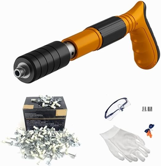Manual Mini Steel Nail Gun 3 Gears Power Adjustable Wall Nail Guns for Ceiling/Wire Hider/Fixture Install Nail Shooting Machine Fastener Tools with 100 Pcs Round Nails (Nail Gun Set)