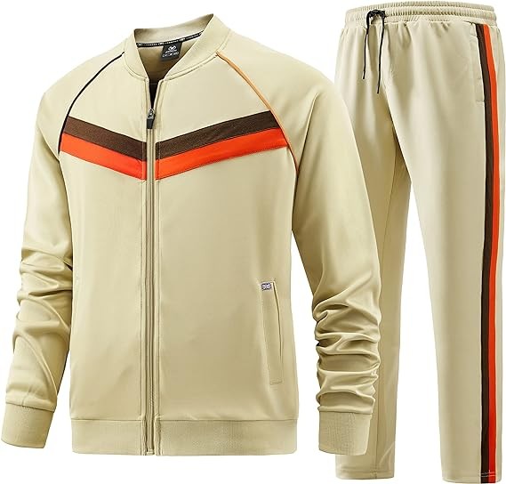 W JIANWANG Men's Tracksuits Full-zip Long Sleeve Plaid Jogging Sets Active Jackets and Pants 2 Piece Outfits…