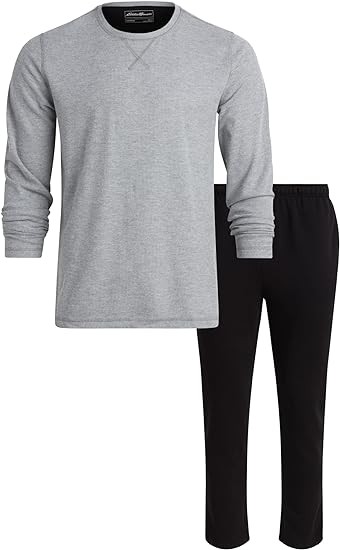 Eddie Bauer Men's Pajama Set - Thermal 2 Piece Lounge set - Long Sleeve Thermal and Cozy Sweatpants for Men (M-XXL)