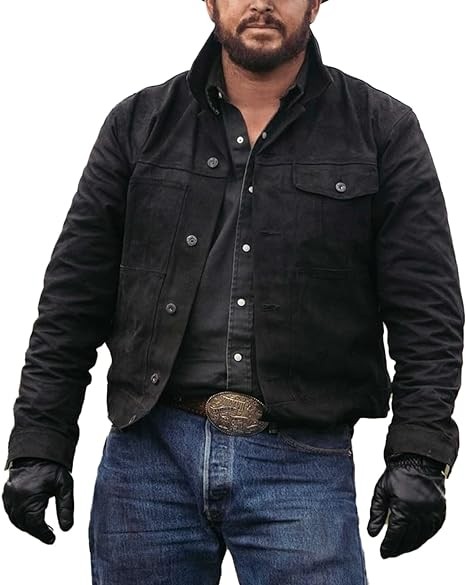 TBY THE BRAND FOR YOU Mens lightweight Cole Hauser TV Series Rip Stone Wheeler Rench Black Denim Jean Cowboy Costume Jacket