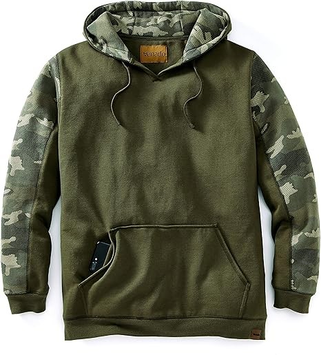 Venado Heavyweight Camo Hoodie for Men - Hidden Security Pocket | v-neck Opening