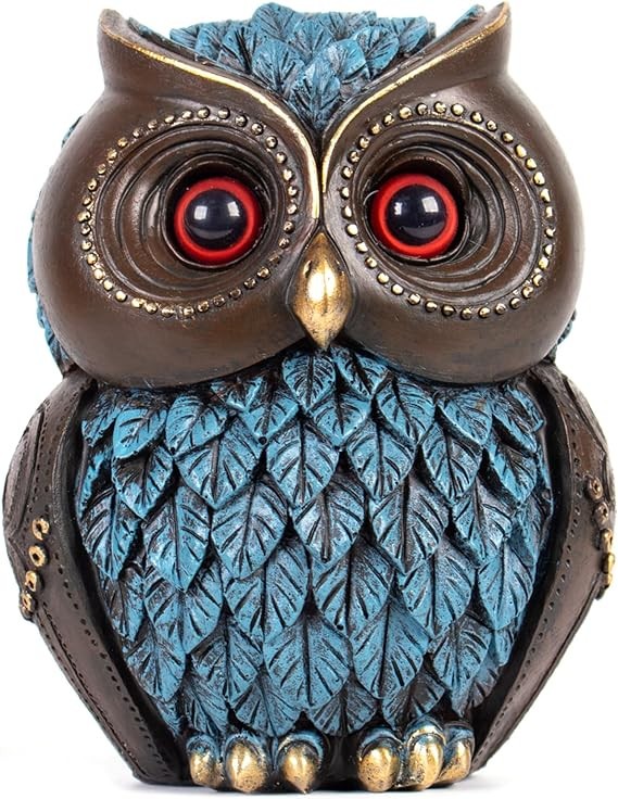 CMTGYPIN Owl Statue Home Decor,Owl Figurines,Owl Decorations for Home,Owl Gifts for Women,Bookshelf,Bedroom,Tv Stand Decor,Office Decor,Shelf Decor Owl Wall Art,Resin,Blue