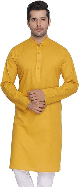 Elina fashion Men's Tunic Cotton Kurta Pajama Set Indian Traditional Wear
