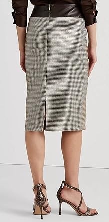 Lauren Ralph Lauren Women’s Faux-Leather-Trim Jacquard-Knit Skirt Circuit Brown Combo 16