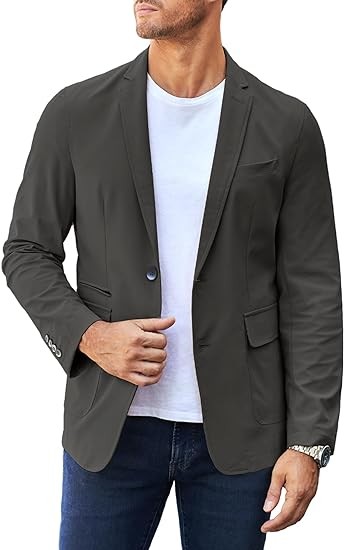JMIERR Men's Casual Suit Blazer Jackets Lightweight Sports Coats Two Button with 5 Pockets