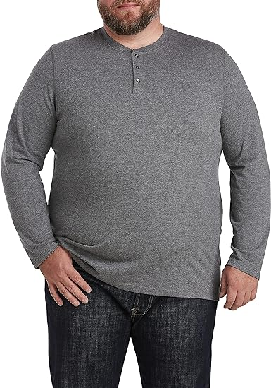 Harbor Bay by DXL Men's Big and Tall Wicking Long-Sleeve Henley Shirt