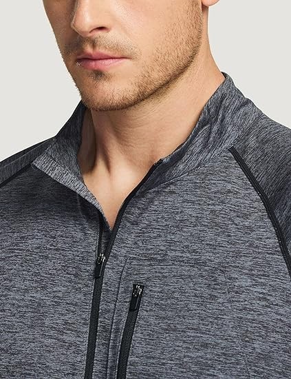 ATHLIO 3 Pack Men's Long Sleeve Athletic Shirts - Quick Dry, UV Sun Protection, and 1/4 Zip Pullover Running Tops for Outdoor