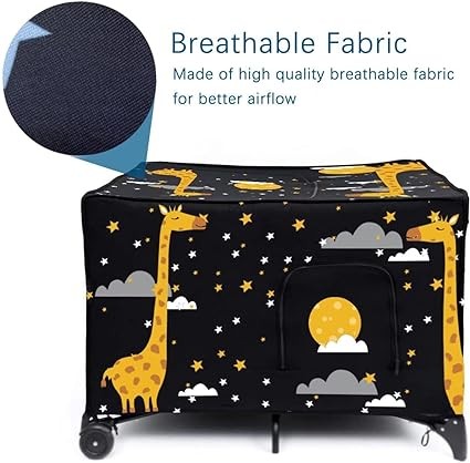 Blackout Cover for Pack N Play, Portable Breathable Crib Tent to Block 90% of Light for Indoor Outdoor Travel, Stretch Up to 48×39 Inches