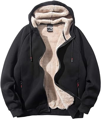 Gihuo Men's Winter Sherpa Lined Hoodie Zip Up Sweatshirt Warm Jacket
