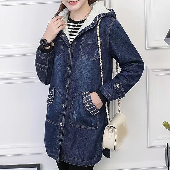 Long Sleeve Puffer Jackets for Women Denim Thick Western Thermal Thick Fuzzy Padded Jacket Outfits Women 2023