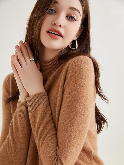 LINY XIN 100% Pure Cashmere Sweater for Women Fall Winter Turtleneck Long Sleeve Warm Soft Lightweight Knit Pullover