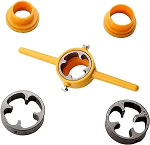 Tap and Die Set, Hosrnovo 6 PCS PVC Pipe Threader Plumbing Tool Kit with 3 Dies 1/2”, 3/4" and 1” for Home