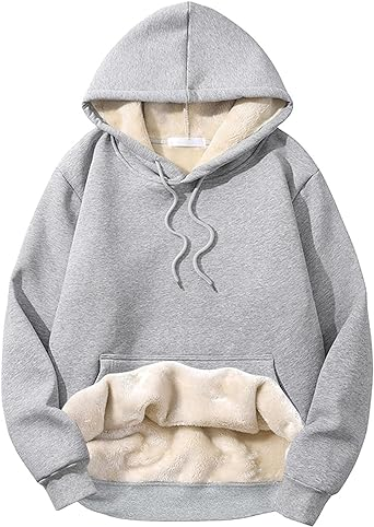 PEHMEA Men's Winter Warm Fleece Hoodie Pullover Long Sleeve Sherpa Lined Hooded Sweatshirt with Pocket