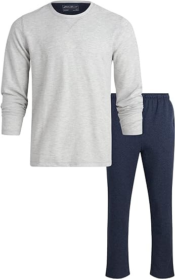 Eddie Bauer Men's Pajama Set - Thermal 2 Piece Lounge set - Long Sleeve Thermal and Cozy Sweatpants for Men (S-XXL)
