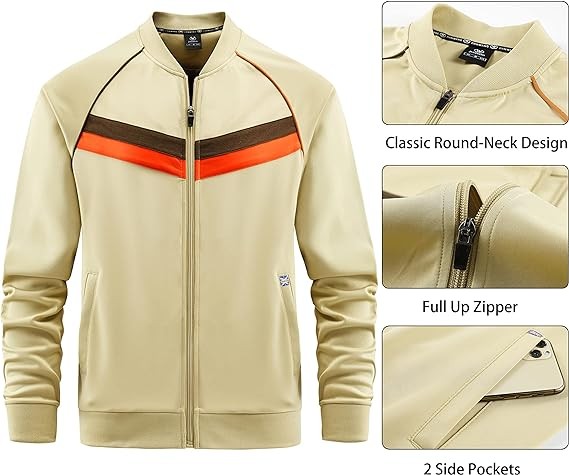 W JIANWANG Men's Tracksuits Full-zip Long Sleeve Plaid Jogging Sets Active Jackets and Pants 2 Piece Outfits…