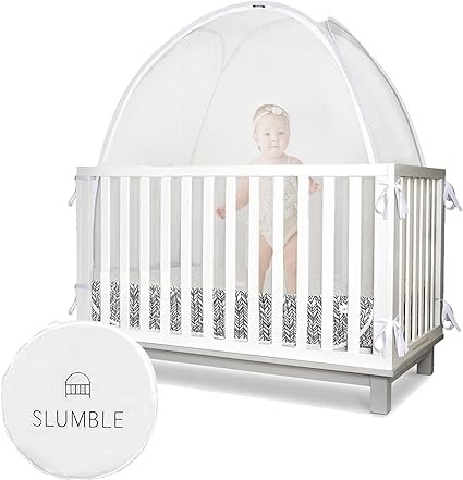 SLUMBLE Luxury Crib Tent | Crib Tent to Keep Baby from Climbing Out of Crib | Upgraded Mesh Crib Bumper Option | Premium Instant Pop-Up Crib Cover | Baby Crib Safety Tent | Designed in The USA
