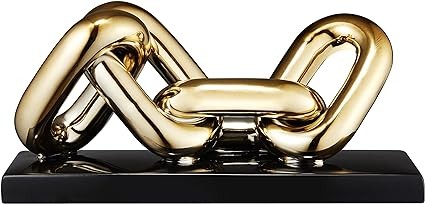 AURIM Modern Gold Chain Decor for Living Room - Home Coffee Table Sculpture - Modish Console, Shelves Art Pieces - Abstract Ceramic Decorations for House