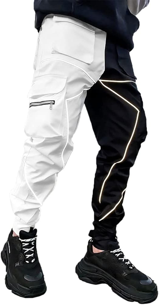 Mens Cargo Pants Hip Hop Techwear Harem Pant Jogger Sweatpants with Pockets Jogging Punk