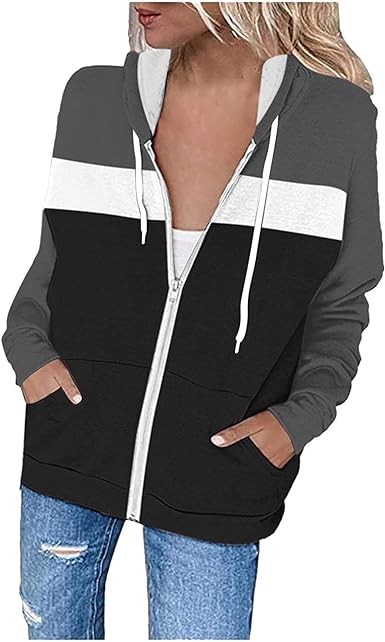 Oversized Hoodie Woman,Women's Fashionable Casual Long Sleeve Solid Color Hoodies Zipper 2023 Trendy Printed Jacket