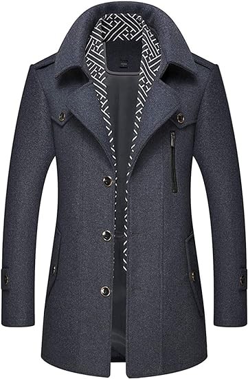 CHARTOU Men's Stylish Scarf Single Breasted Wool Walker Coat Thick Winter Jacket-6 Colors