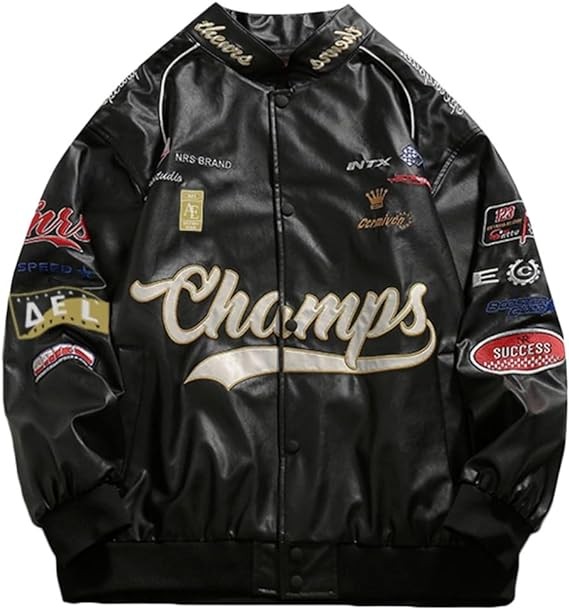 Aelfric Eden Men's Letter Foaming Love Print Varsity Jacket Vintage Graphic Baseball Jacket Unisex Coats Streetwear