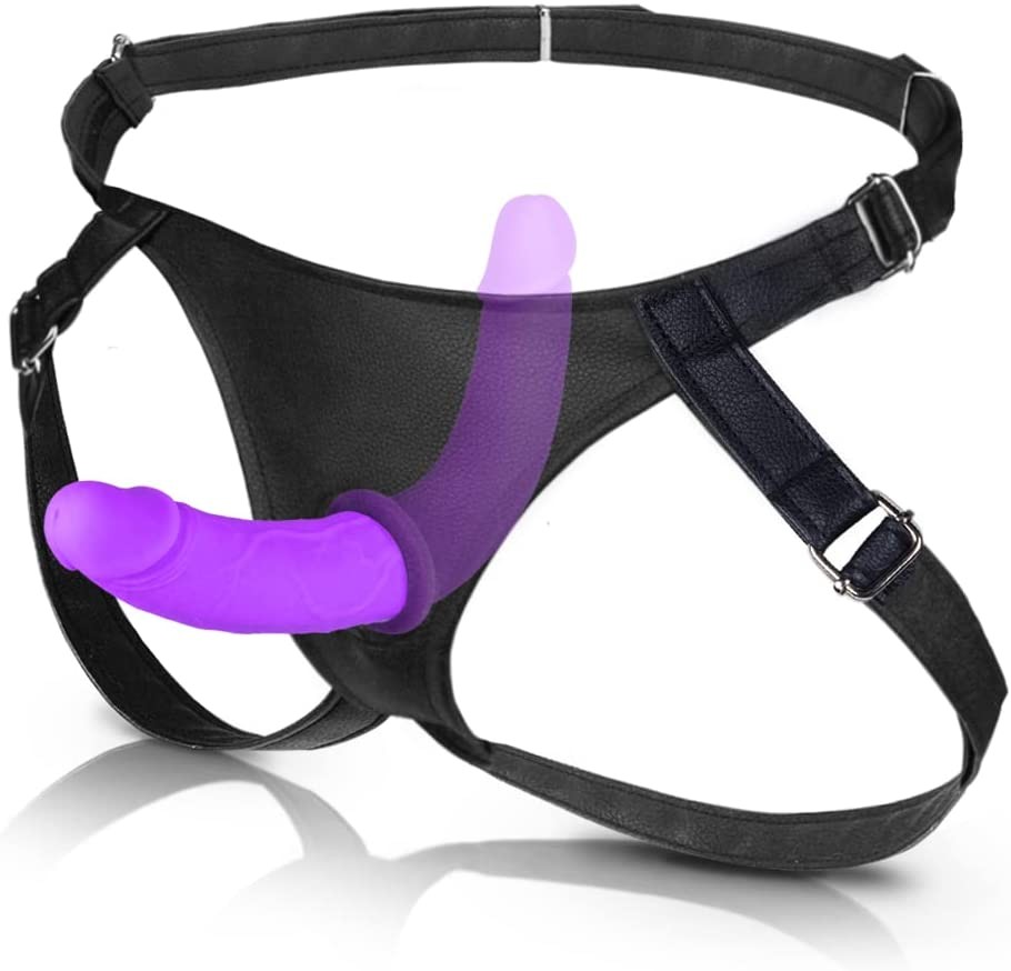Harness Strap on Silicone Dildo G spot Stimulator Detachable Double Dildos Vagina Massager Female Masturbator Adult Sex Toy for Women Lesbian and Couples